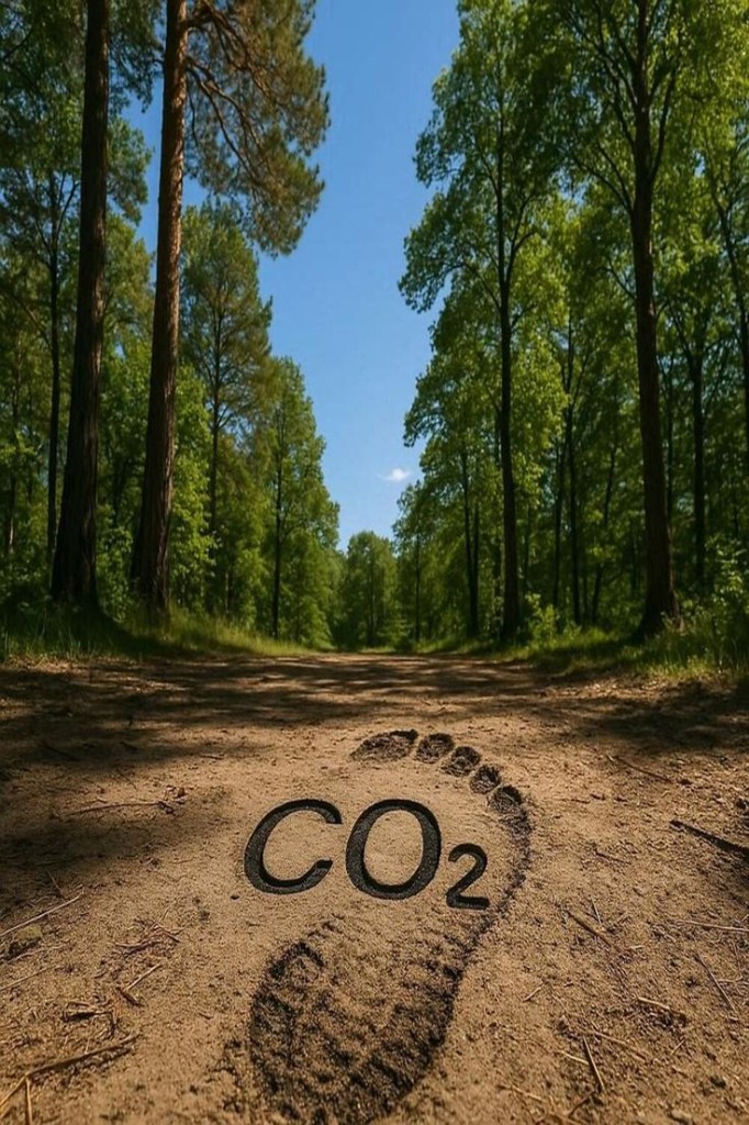 Carbon footprint path through African forest